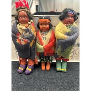 Skookum Dolls Native American Set of 3 Mid Century dolls